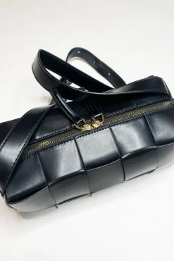 Woven PU Shoulder Bag In Black by SVNX