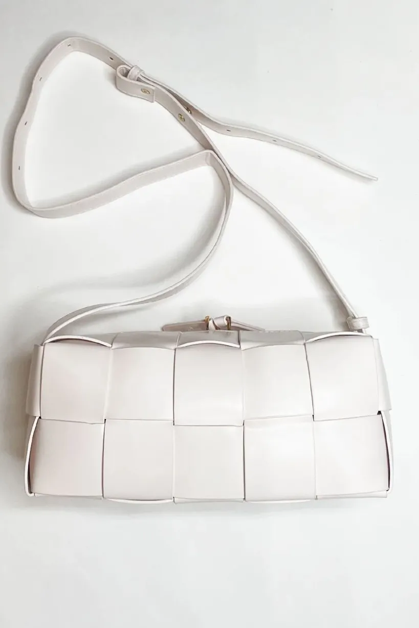 Woven PU Shoulder Bag In Cream by SVNX