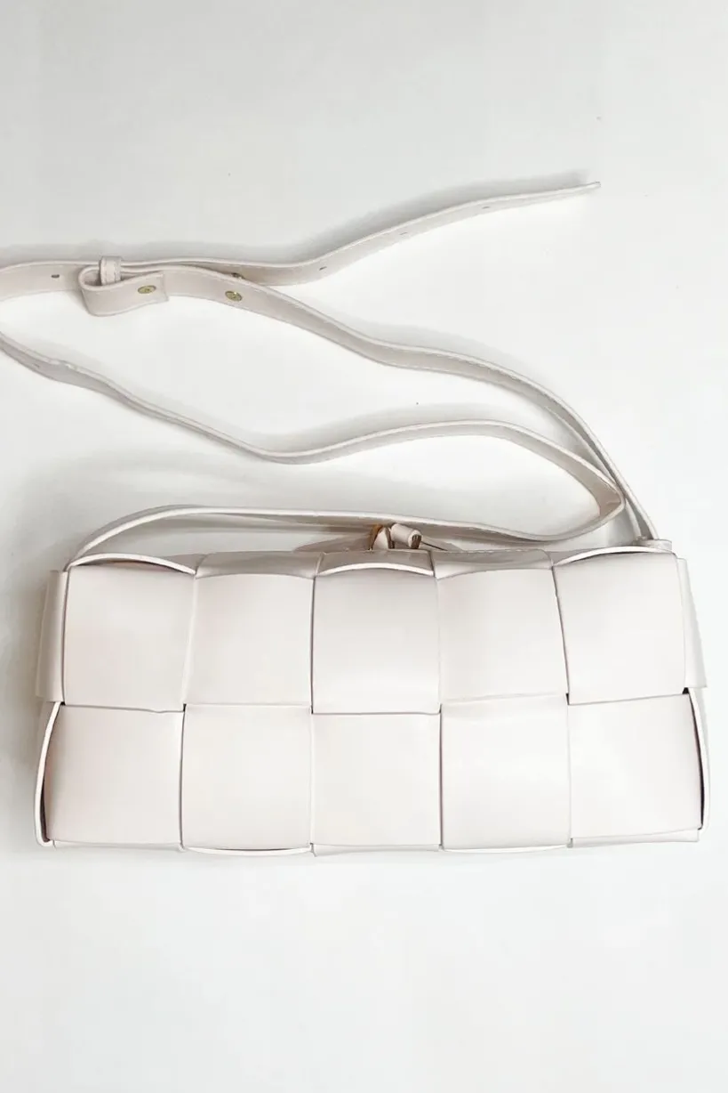 Woven PU Shoulder Bag In Cream by SVNX