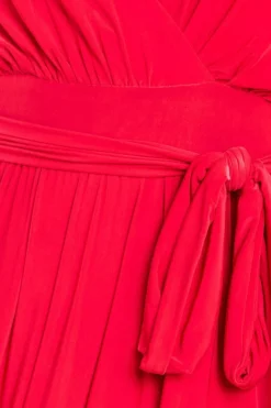 Wrap Front Maxi With Flutter Sleeves - Red by Goddiva