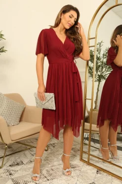 Wrap Front Tulle Handkerchief Dress by Double Second