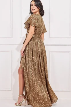 Wrap Printed Chiffon Maxi Dress - Animal Print by Goddiva