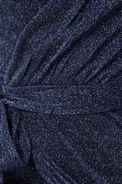 Wrap Style Spaghetti Strap Maxi With Split - Navy by Goddiva