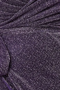 Wrap Style Spaghetti Strap Maxi Split - Purple by Goddiva Plus