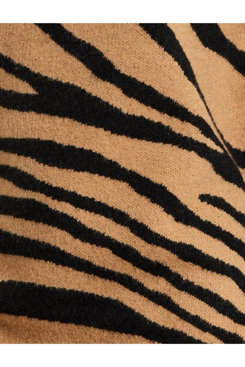 Zebra Pattern High Neck Jumper In Brown And Black by Liquorish