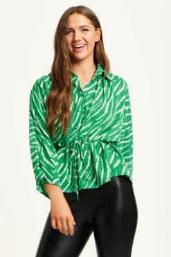 Zebra Print Shirt With Long Sleeves And Tie Waist by Liquorish