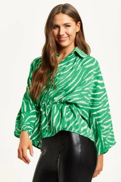 Zebra Print Shirt With Long Sleeves And Tie Waist by Liquorish