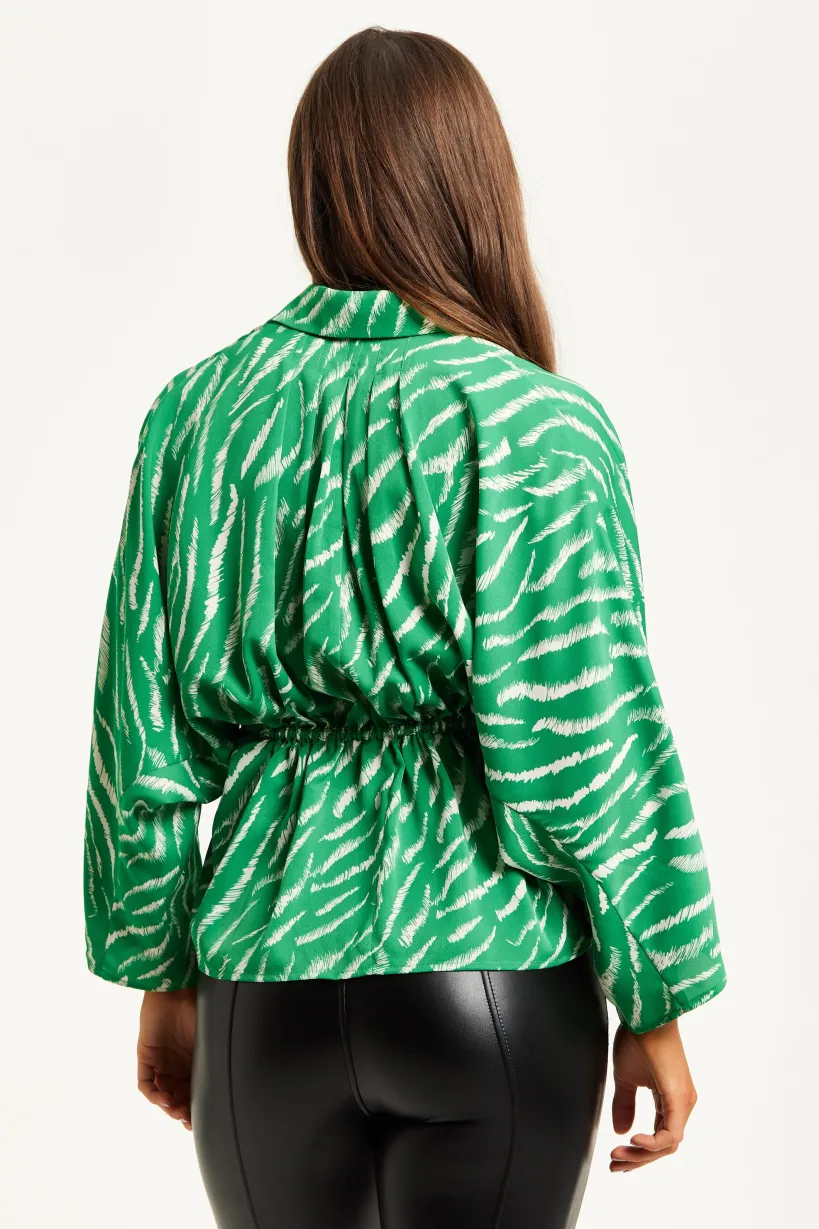 Zebra Print Shirt With Long Sleeves And Tie Waist by Liquorish