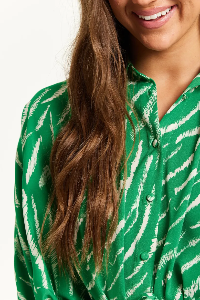 Zebra Print Shirt With Long Sleeves And Tie Waist by Liquorish